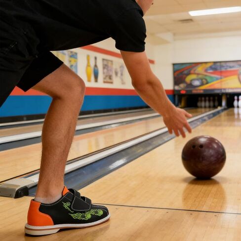 Bowling Shoes for Men Lightweight Leather Touch Fasten Bowling Shoes Non-Slip Breathable Casual Classic for Bowlings Practice in Kuwait