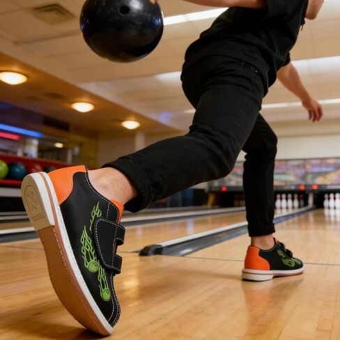 Bowling Shoes for Men Lightweight Leather Touch Fasten Bowling Shoes Non-Slip Breathable Casual Classic for Bowlings Practice in Kuwait