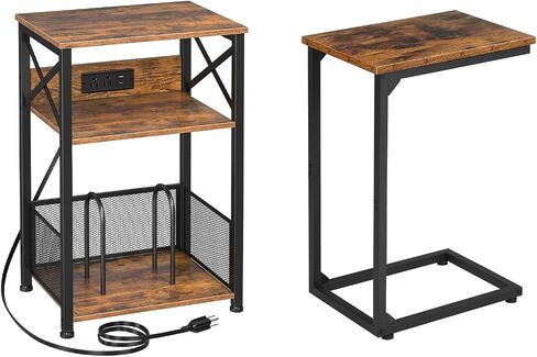 AMHANCIBLE Record Player Stand with Charging Station,C Shaped End Table in Kuwait