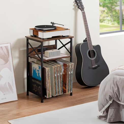 AMHANCIBLE Record Player Stand with Charging Station,C Shaped End Table in Kuwait