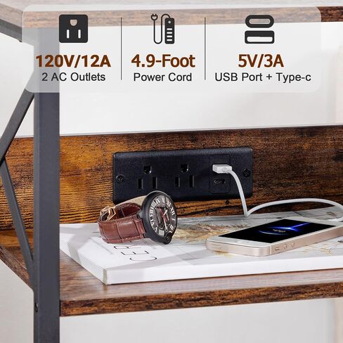 AMHANCIBLE Record Player Stand with Charging Station,C Shaped End Table in Kuwait