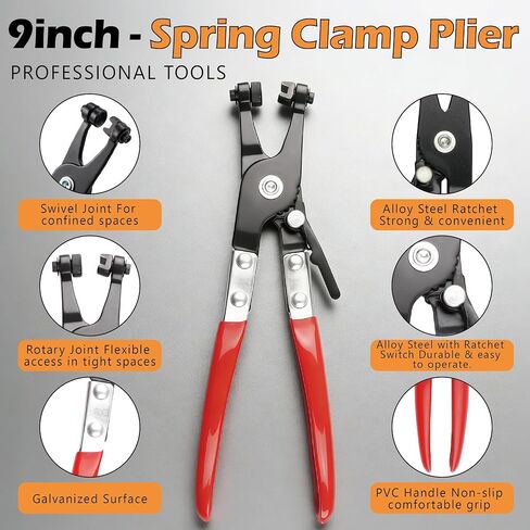 352Pcs Carbon Steel Spring Hose Clamp Kit - Black Oxide + Case & Pliers | 15 sizes 6-25mm, 352 pcs with case + clamp pliers & removal tool. Carbon steel, black oxide finish, for low-pressure systems. in Kuwait