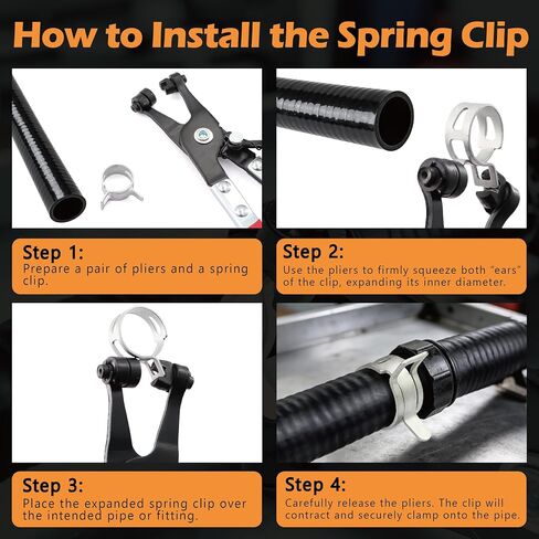 352Pcs Carbon Steel Spring Hose Clamp Kit - Black Oxide + Case & Pliers | 15 sizes 6-25mm, 352 pcs with case + clamp pliers & removal tool. Carbon steel, black oxide finish, for low-pressure systems. in Kuwait