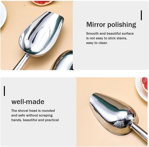 2Pcs Ice Scoop,8 inch Stainless Steel Metal Scooper for Ice-Machine,Multifunctional Small Food Scoops,Kitchen Gadgets Little Scooper,for Cookie Flour Pet Dog Food,Bar,Birthday Party,Wedding in Kuwait