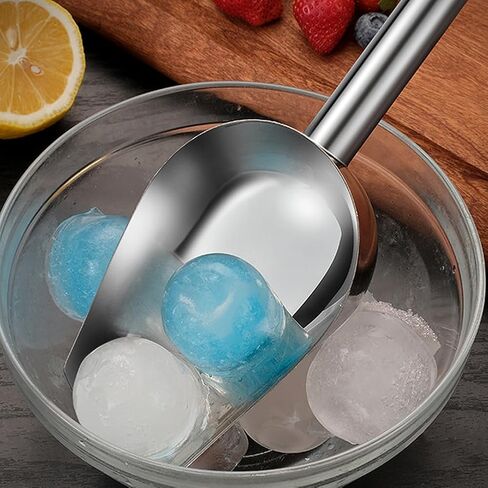 2Pcs Ice Scoop,8 inch Stainless Steel Metal Scooper for Ice-Machine,Multifunctional Small Food Scoops,Kitchen Gadgets Little Scooper,for Cookie Flour Pet Dog Food,Bar,Birthday Party,Wedding in Kuwait
