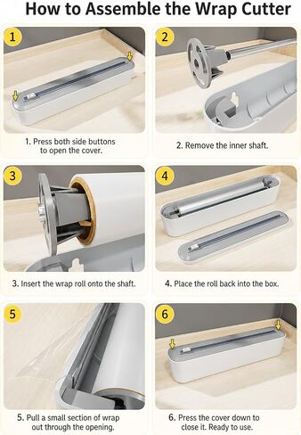 Plastic Wrap Dispenser with Cutter, Gray and White, 15 Inch, Traceless Adhesive Mount, Kitchen Food Storage in Kuwait