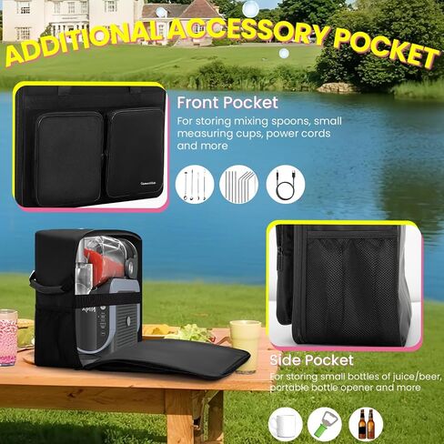 Carrying Bag Compatible with Slushie Machine FS301/FS300, Slushie Machine Accessories, Portable Outdoor Storage Case with Front-Opening Design, Multi-Pocket, Padded Cover, Gifts Ideas in Kuwait