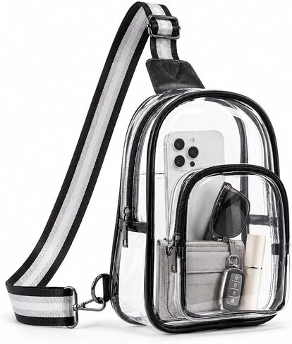 Clear Bag for Stadium Events, TPU Clear Crossbody Bag for Women, Clear Sling Bag with Wide Adjustable Strap, Transparent Purse for Concerts, Sports Games, Festivals, Travel & Everyday Carry in Kuwait