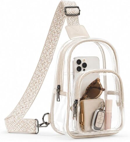 Clear Bag for Stadium Events, TPU Clear Crossbody Bag for Women, Clear Sling Bag with Wide Adjustable Strap, Transparent Purse for Concerts, Sports Games, Festivals, Travel & Everyday Carry in Kuwait