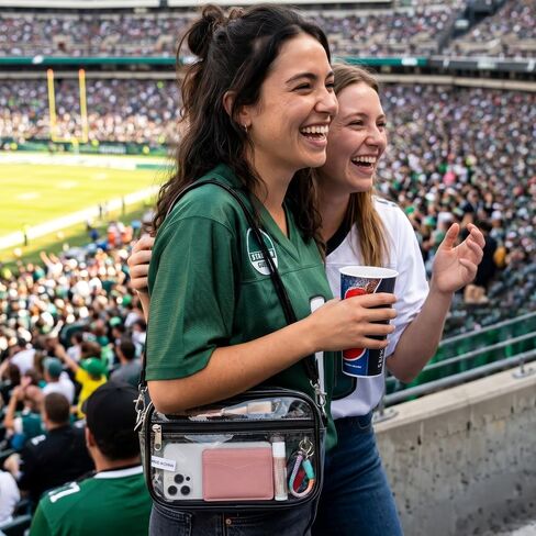 Garnen Clear Crossbody Bag, Stadium Approved 4.72x8.27x1.97 Black | Clear PVC, adjustable strap, compact mini purse, for concerts/stadium events, unisex. in Kuwait