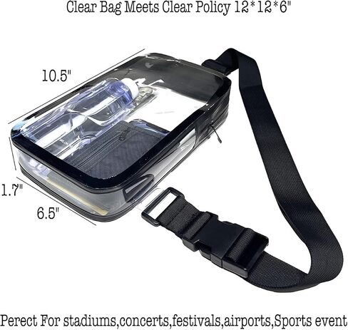 DRLOKPAK Clear Bag for Stadium Events Sports Fan Pack Handbag Purse With Adjustable Strap for Concert Festival Work Day Game in Kuwait