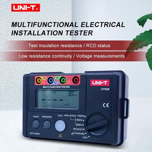 UNI-T Uni-Trend Ground Resistance Meter Digital Electrical Meter Insulation Resistance Tester AC DC Voltmeter UT526 RCD Test/Low Resistance Continuity Measure(UT526) in Kuwait