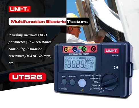 UNI-T Uni-Trend Ground Resistance Meter Digital Electrical Meter Insulation Resistance Tester AC DC Voltmeter UT526 RCD Test/Low Resistance Continuity Measure(UT526) in Kuwait