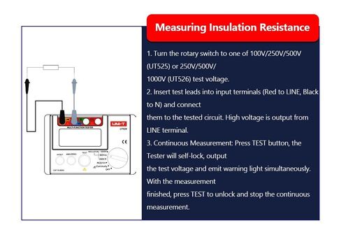 UNI-T Uni-Trend Ground Resistance Meter Digital Electrical Meter Insulation Resistance Tester AC DC Voltmeter UT526 RCD Test/Low Resistance Continuity Measure(UT526) in Kuwait