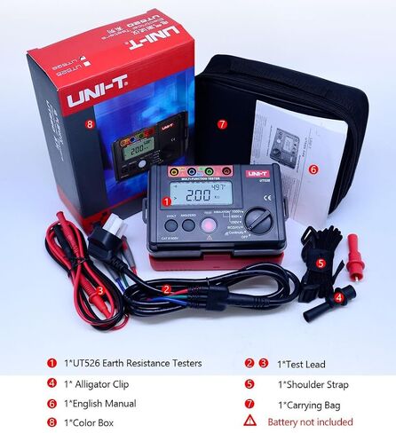 UNI-T Uni-Trend Ground Resistance Meter Digital Electrical Meter Insulation Resistance Tester AC DC Voltmeter UT526 RCD Test/Low Resistance Continuity Measure(UT526) in Kuwait