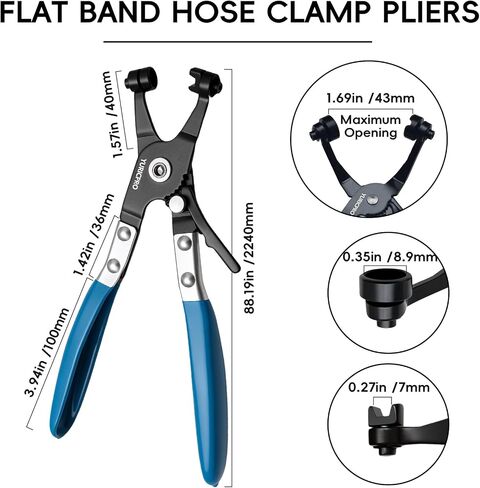 2 Pcs Hose Clamp Pliers Set，includes 45° Angle Flat Belt Hose Clamp Plier and Wide & Flat band Hose Clamp Plier for Removal and Installation of Spring Hose Clamps,for Automotive Fuel Oil Water Hose in Kuwait