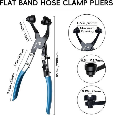 2 Pcs Hose Clamp Pliers Set，includes 45° Angle Flat Belt Hose Clamp Plier and Wide & Flat band Hose Clamp Plier for Removal and Installation of Spring Hose Clamps,for Automotive Fuel Oil Water Hose in Kuwait