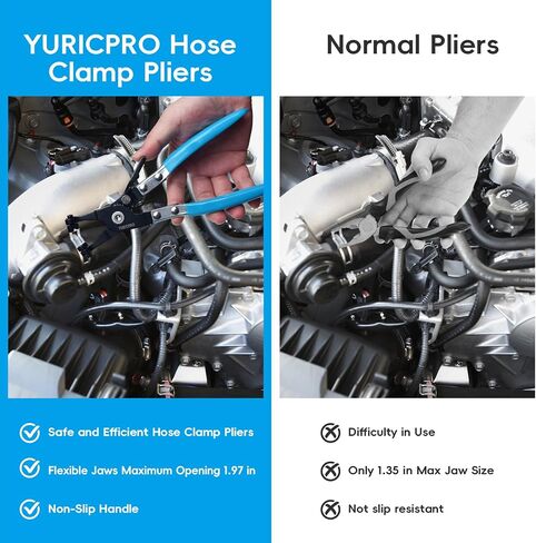 2 Pcs Hose Clamp Pliers Set，includes 45° Angle Flat Belt Hose Clamp Plier and Wide & Flat band Hose Clamp Plier for Removal and Installation of Spring Hose Clamps,for Automotive Fuel Oil Water Hose in Kuwait