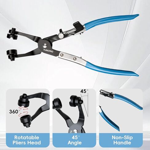 2 Pcs Hose Clamp Pliers Set，includes 45° Angle Flat Belt Hose Clamp Plier and Wide & Flat band Hose Clamp Plier for Removal and Installation of Spring Hose Clamps,for Automotive Fuel Oil Water Hose in Kuwait