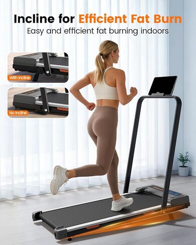 Walking Pad with Incline and Handle Bar, 2.5 HP Quiet Walking Pad Treadmill with 265 LBS Capacity, Portable Under Desk Treadmill, Portable Treadmills for Home in Kuwait