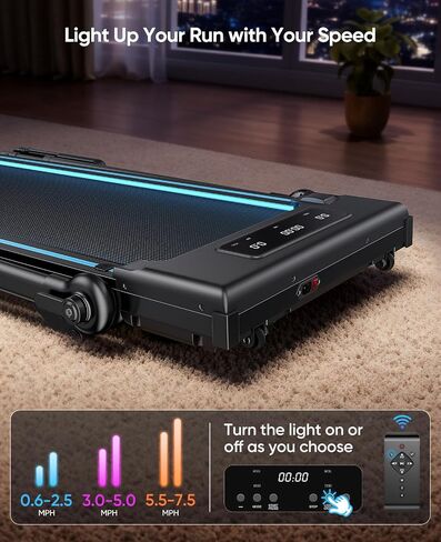 3.0HP Walking Pad Treadmill with Incline 2%-7%-12%, 6 in 1 Foldable Treadmill for Home with Removable Desk, Adjustable Handle Bar, RGB Lights, LED Display, Remote&APP Control, 330LBS Capacity in Kuwait