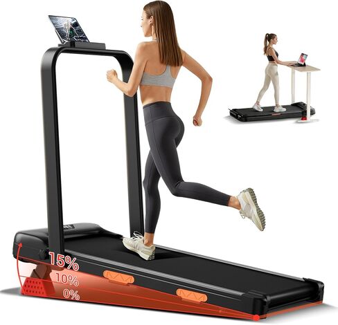 LONTEK 15% Incline Walking Pad Treadmill, Foldable Treadmills for Home | Compact, 2.5HP Brushless, Foldable Treadmill, Portable Treadmill, Home Office, Reomte Control, 300Lbs Weight Capacity in Kuwait