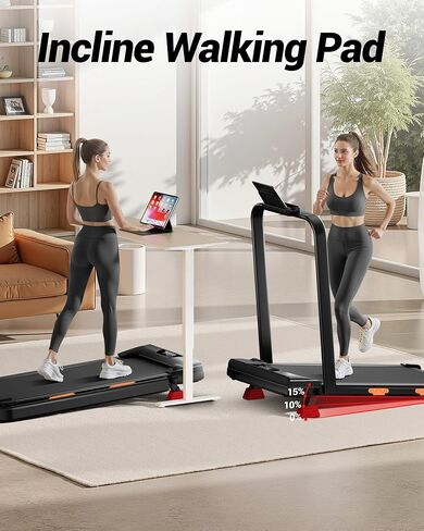 LONTEK 15% Incline Walking Pad Treadmill, Foldable Treadmills for Home | Compact, 2.5HP Brushless, Foldable Treadmill, Portable Treadmill, Home Office, Reomte Control, 300Lbs Weight Capacity in Kuwait