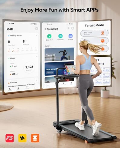 3.0HP Walking Pad Treadmill with Incline 2%-7%-12%, 6 in 1 Foldable Treadmill for Home with Removable Desk, Adjustable Handle Bar, RGB Lights, LED Display, Remote&APP Control, 330LBS Capacity in Kuwait