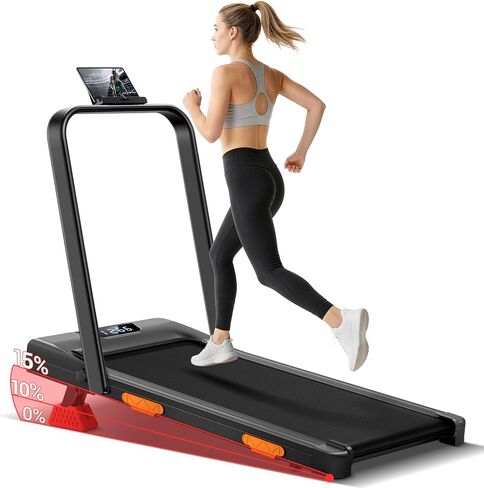 Walking Pad with 15% Incline, Portable Under Desk Treadmill, Foldable Treadmills for Home, 2.5 HP Quiet Walking Pad with 300 LBS Capacity in Kuwait