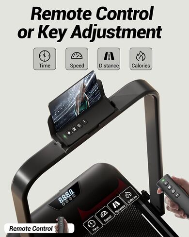 LONTEK 15% Incline Walking Pad Treadmill, Foldable Treadmills for Home | Compact, 2.5HP Brushless, Foldable Treadmill, Portable Treadmill, Home Office, Reomte Control, 300Lbs Weight Capacity in Kuwait