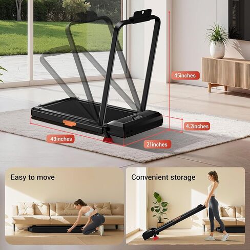 Walking Pad with 15% Incline, Portable Under Desk Treadmill, Foldable Treadmills for Home, 2.5 HP Quiet Walking Pad with 300 LBS Capacity in Kuwait