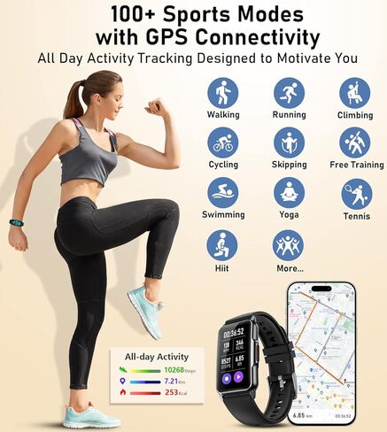 Fitness Tracker Smart Watch with Heart Rate Blood Oxygen Blood Pressure Sleep Monitor Step Calorie Counter Pedometer for Women Men in Kuwait