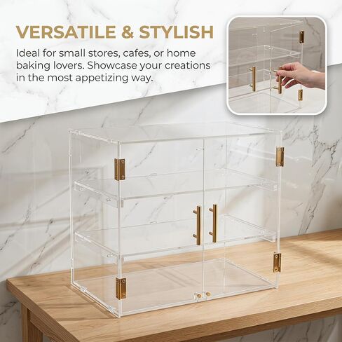 3-Tier Acrylic Bakery Display Case with Removable Trays, Clear Pastry Cabinet Countertop Bread Storage Box for Kitchen Bakery Shop – Ideal for Bread, Bagels, Donuts, Desserts in Kuwait