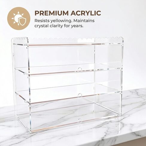 3 Tier Bakery Display Case, 19.5" x 10.24" x 14.5", Clear Countertop Acrylic Bread Box & Pastry Display Case, Holds Cakes, Donuts and Cookies, for Home Kitchen, Bakeries & Cafés in Kuwait
