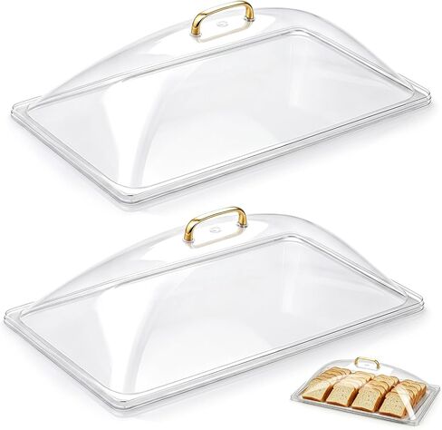 Blulu 2 Pcs 13" x 21" Polycarbonate Clear Dome Display Cover Removable Plastic Food Dome Lid for Kitchen Display Food Home Multi-Purpose High Transparency Protective PC Domes in Kuwait
