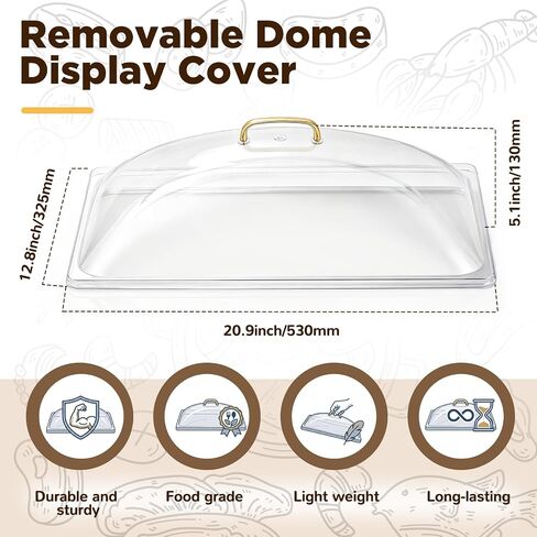 Blulu 2 Pcs 13" x 21" Polycarbonate Clear Dome Display Cover Removable Plastic Food Dome Lid for Kitchen Display Food Home Multi-Purpose High Transparency Protective PC Domes in Kuwait