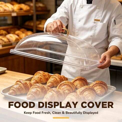 Blulu 2 Pcs 13" x 21" Polycarbonate Clear Dome Display Cover Removable Plastic Food Dome Lid for Kitchen Display Food Home Multi-Purpose High Transparency Protective PC Domes in Kuwait