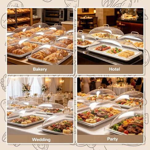 Blulu 2 Pcs 13" x 21" Polycarbonate Clear Dome Display Cover Removable Plastic Food Dome Lid for Kitchen Display Food Home Multi-Purpose High Transparency Protective PC Domes in Kuwait