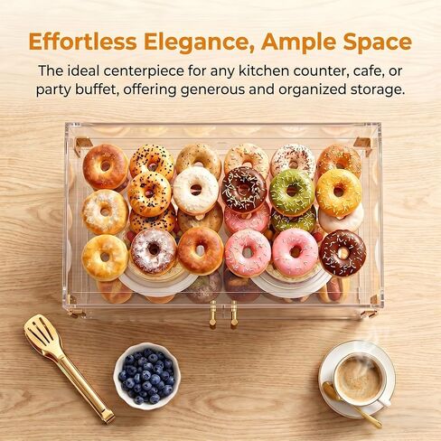 3-Tier Acrylic Pastry Display Case, Countertop Clear Bakery Display Cabinet with Adjustable Pull-Out Layers & Food Clips, Bread Storage Box for Kitchen, Bakery, Cafe – 18.90″×10.24″×16.14″ in Kuwait