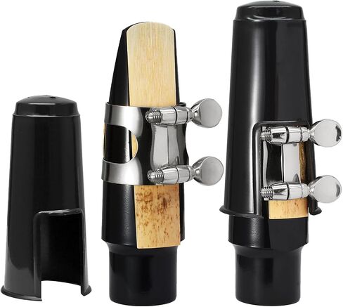 2Pcs Clarinet Mouthpiece Kit - Silver, Saxophone Mouthpiece with Ligature Clarinet Reed for Music Instrument in Kuwait
