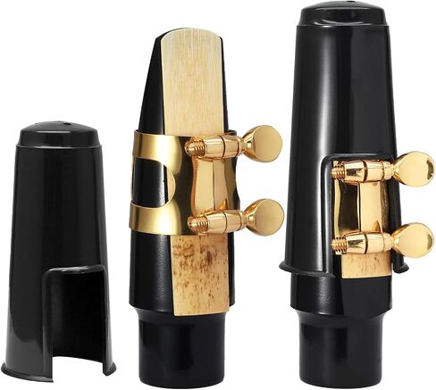 2Pcs Clarinet Mouthpiece Kit - Silver, Saxophone Mouthpiece with Ligature Clarinet Reed for Music Instrument in Kuwait