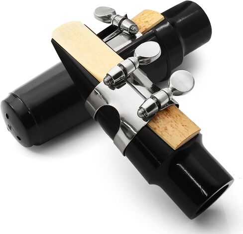 2Pcs Clarinet Mouthpiece Kit - Silver, Saxophone Mouthpiece with Ligature Clarinet Reed for Music Instrument in Kuwait