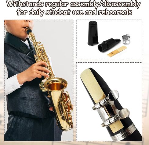 2Pcs Clarinet Mouthpiece Kit - Silver, Saxophone Mouthpiece with Ligature Clarinet Reed for Music Instrument in Kuwait