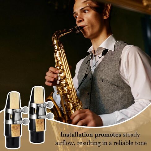 2Pcs Clarinet Mouthpiece Kit - Silver, Saxophone Mouthpiece with Ligature Clarinet Reed for Music Instrument in Kuwait