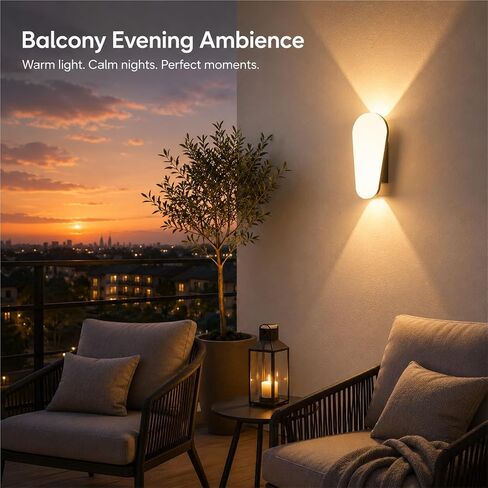 Black Die-Cast Aluminum & PC Wall Sconce, Modern Outdoor Wall Light, Waterproof Exterior Wall Lamp with Up Down, Porch Lighting Fixtures for Patio Entryway Courtyard Balcony Foyer Threshold in Kuwait
