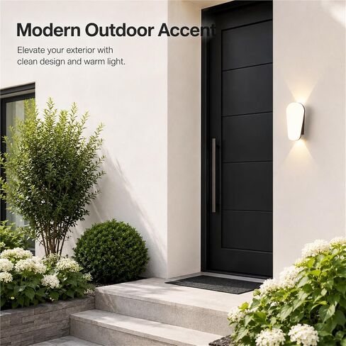 Black Die-Cast Aluminum & PC Wall Sconce, Modern Outdoor Wall Light, Waterproof Exterior Wall Lamp with Up Down, Porch Lighting Fixtures for Patio Entryway Courtyard Balcony Foyer Threshold in Kuwait