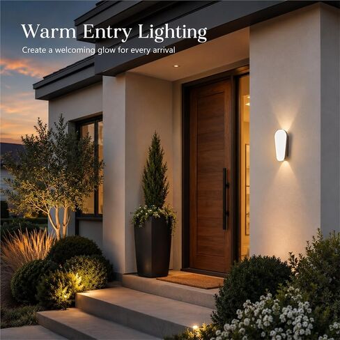 Black Die-Cast Aluminum & PC Wall Sconce, Modern Outdoor Wall Light, Waterproof Exterior Wall Lamp with Up Down, Porch Lighting Fixtures for Patio Entryway Courtyard Balcony Foyer Threshold in Kuwait