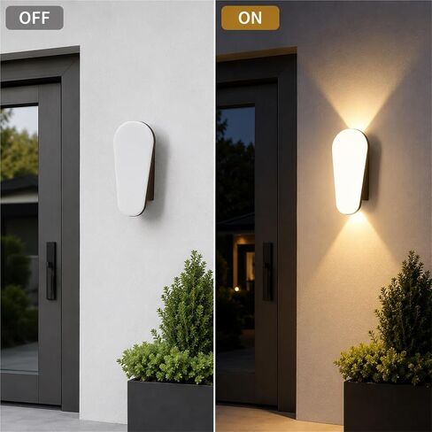 Black Die-Cast Aluminum & PC Wall Sconce, Modern Outdoor Wall Light, Waterproof Exterior Wall Lamp with Up Down, Porch Lighting Fixtures for Patio Entryway Courtyard Balcony Foyer Threshold in Kuwait