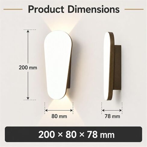 Black Die-Cast Aluminum & PC Wall Sconce, Modern Outdoor Wall Light, Waterproof Exterior Wall Lamp with Up Down, Porch Lighting Fixtures for Patio Entryway Courtyard Balcony Foyer Threshold in Kuwait