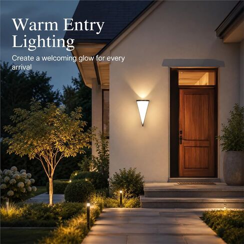 Black Die-Cast Aluminum & PC Wall Sconce, Pastoral Outdoor Wall Light, IP65 Waterproof Exterior Wall Lamp with Up Down, Porch Lighting Fixtures for Patio Entryway Courtyard Foyer Threshold in Kuwait